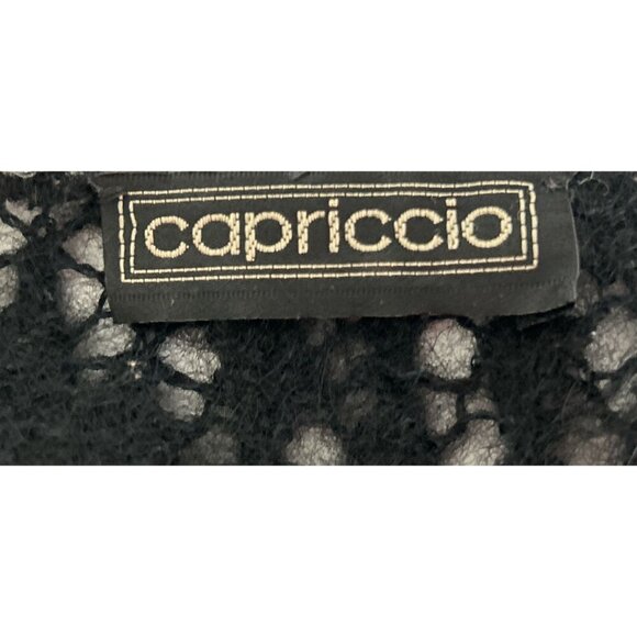 Vintage Capriccio Black Open Knit Sweater Womens Size S Soft Wool Blend Long Sle - Picture 3 of 12